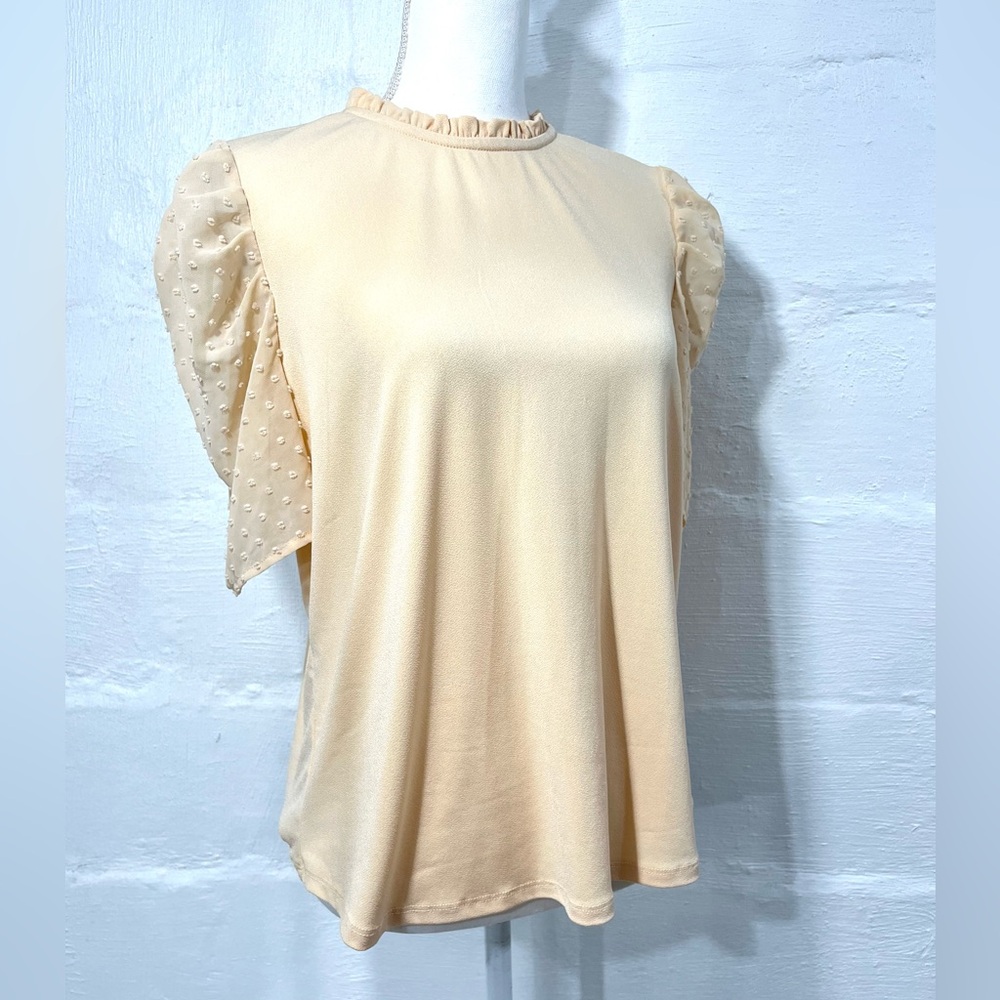 ADRIANNA PAPELL DAINTY PIN TUCK COLLAR TOP (a525)